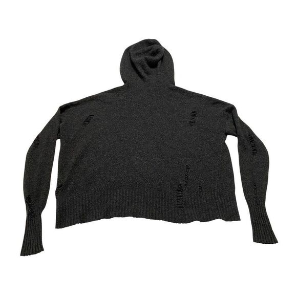 American Eagle Distressed Ripped Cropped Hoodie Zombie Destroyed Sweatshirt - Picture 4 of 14